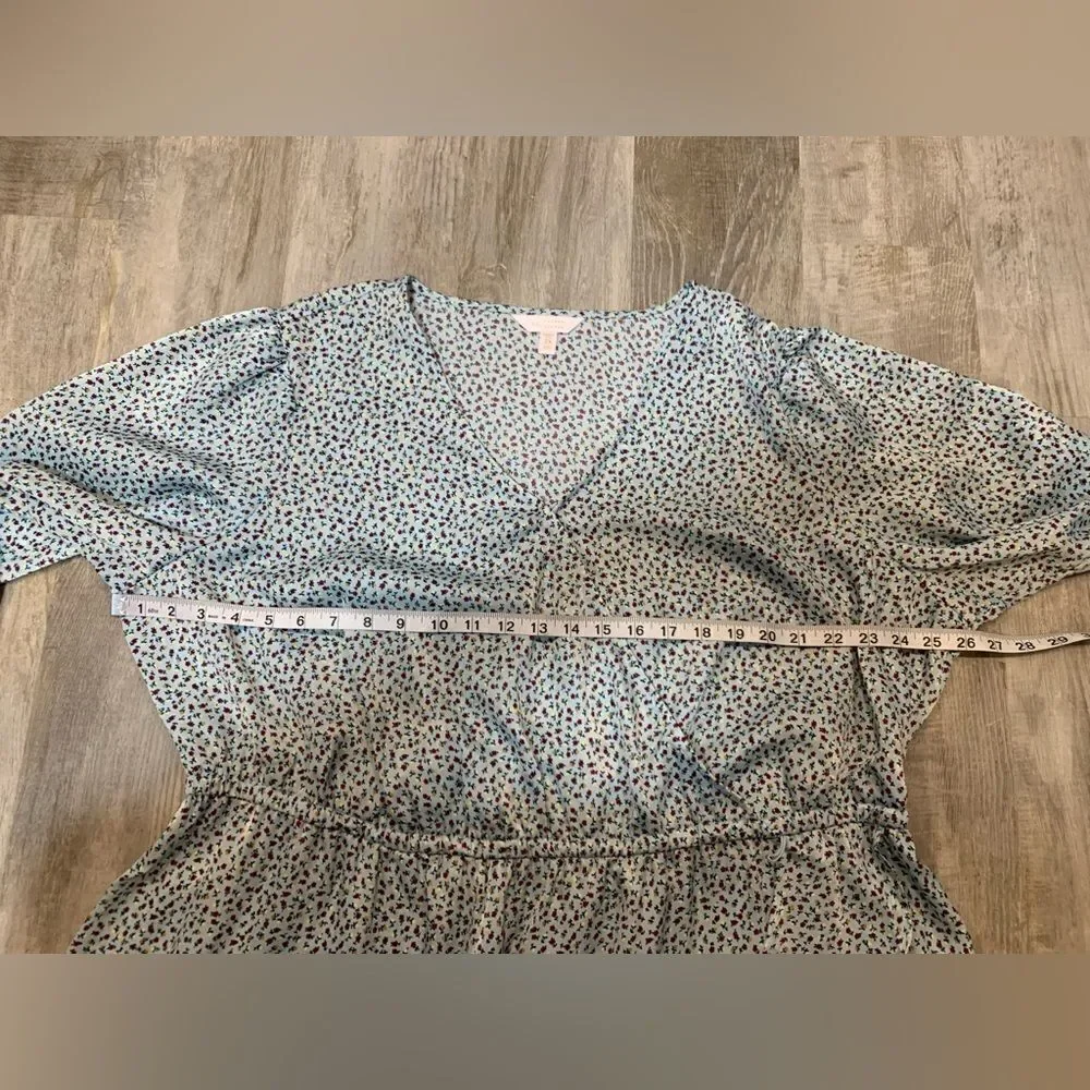 Lauren Conrad Long sleeve fake wrap blue floral dress tie waist size 2x - Picture 14 of 14